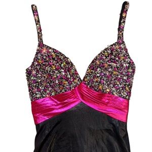 Elegant Black and Pink Maxi Dress